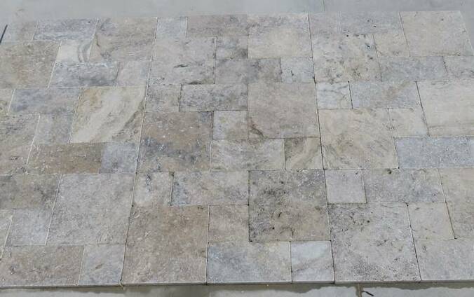 Silver Tumbled Travertine Mini Set