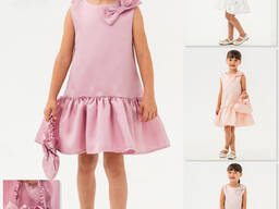 Платье микадо с пришитым бантиком и сумкой